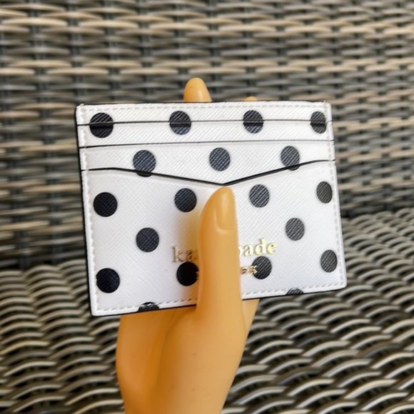 Kate Spade Staci Small Slim Cardholder Dot Printed Cream Multi - Picture 2 of 16